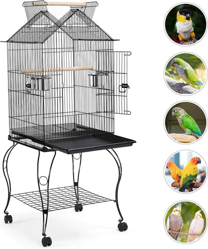 Yaheetech 57-Inch Rolling Open Top Roof Bird Cage - Image 4
