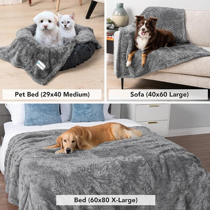 PetAmi Dog Blanket for Small Dogs Grey, Fluffy Soft Puppy Blanket, Sherpa - Image 5