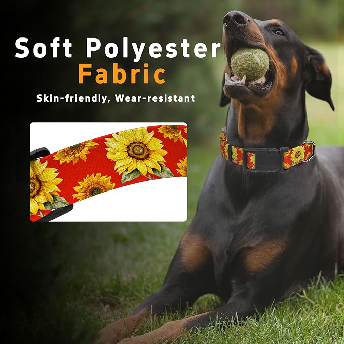 Sunflower Dog Collar, Floral Boys Girls Puppy Collar - Image 4