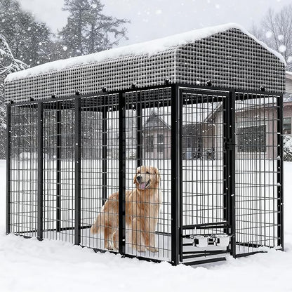 Large Dog Kennel Outside with Roof, Heavy-Duty Indoor Outdoor Dog Run Dog - Image 9