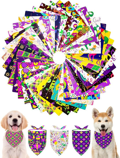 PET SHOW 50 Pack Mardi Gras Dog Bandanas Bulk by PETSHOW