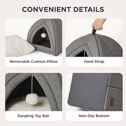 Bedsure Cat Beds for Indoor Cats - 2 in 1 Cat Cave House Tent for Kittens and - Image 4