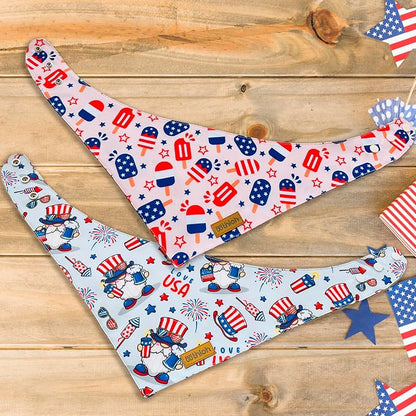 4th of July Dog Bandanas with Snap Button, 2 Pack American Flag Pet Scarf - Image 6