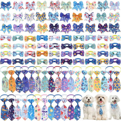 Reginary 100 Pieces Dog Bow Tie Collar Set Include 40 Dog Neckties, and 30 by Reginary
