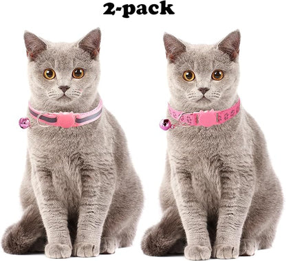 Pink Cat Collars with Bells, Break Away Cat Collar with Bells, Reflective - Image 3