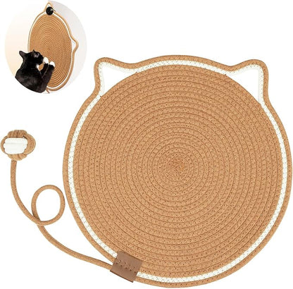 Cat Scratcher Mat, Natural Cotton Rope Cat Scratch Pad, 15.7'' Round Horizontal by LetalongPetSupplies
