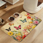 Vintage Butterfly Floral Pet Food Mat by LUTASER