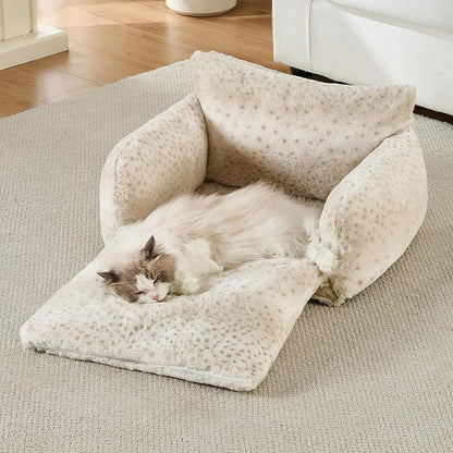 Hollypet Cat Bed Fluffy Plush Mutifuctional Double-Layer Soft Pet Couch - Image 6