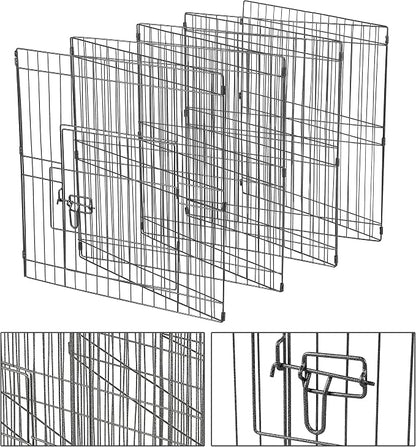 Yaheetech 24 inch Black Metal Pet Playpen 16 Panel Foldable Playpen - Image 4