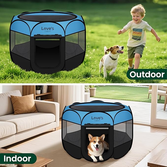 Love's cabin Pet Puppy Dog Playpen, Medium Dog Tent Crates Cage Indoor/Outdoor - Image 5