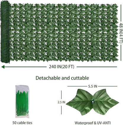 Artificial Fence Privacy Screen: 4FT x 20FT UV-Anti Faux Greenery Backdrop Ivy - Image 2