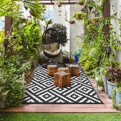 GENIMO 5x8 Outdoor Rug Waterproof, Reversible Mats, Outdoor Area Rug, Plastic - Image 3