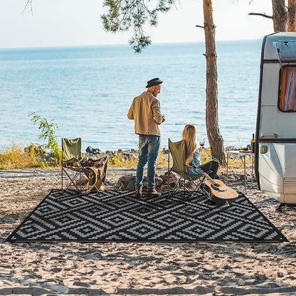 GENIMO Outdoor Rug 4x6 Waterproof, Reversible Mats, Outdoor Area Rug, Plastic - Image 2