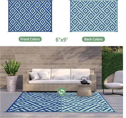 GENIMO Outdoor Rug for Patio Clearance, Reversible Plastic Straw Rugs for RV - Image 4