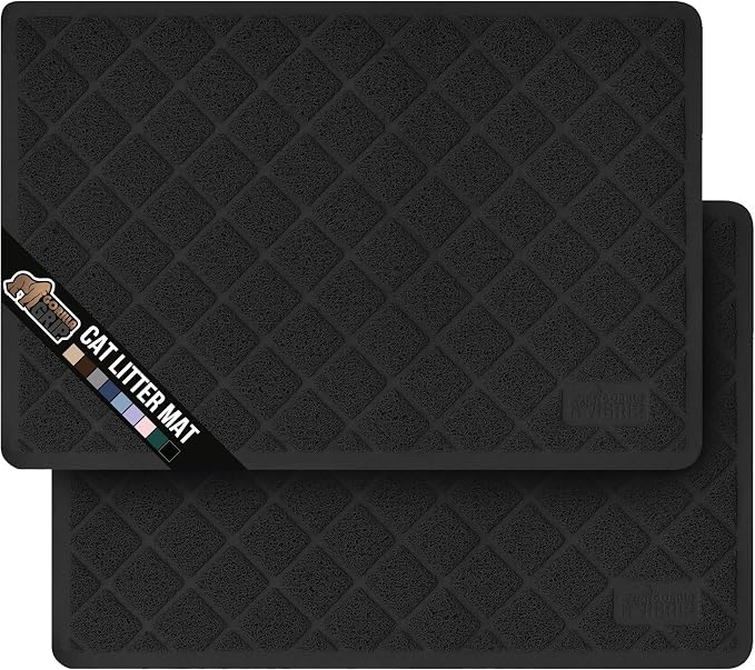 GORILLA GRIP Cat Litter Box Mat, 35x23 2 Pack, Water Resistant, US Designed by GorillaGrip