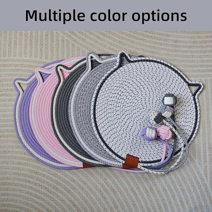 Cat Scratcher Mat, Natural Cotton Rope Cat Scratching Pad, 16.9'' Round Cat - Image 6