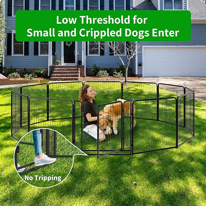 Dog Playpen Outdoor Extra Wide 16 Piece Panels Heavy Duty Dog Fence 32" Height - Image 2
