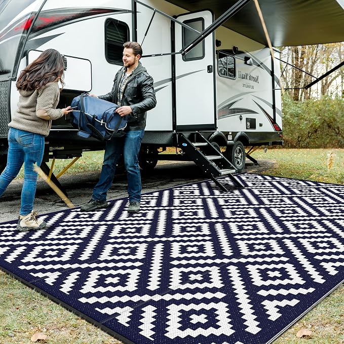 GENIMO Outdoor Rug for Patio Clearance, Reversible Plastic Straw Rugs for RV by GENIMO