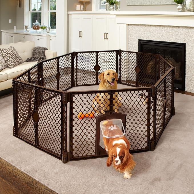 MyPet 8-Panel Petyard Passage: 6.5 ft. Wide 26 in. Tall Brown Freestanding - Image 2