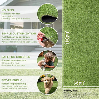 Artificial Grass Rug Indoor Outdoor, 5 x 10FT Fake Grass Turf - Image 4