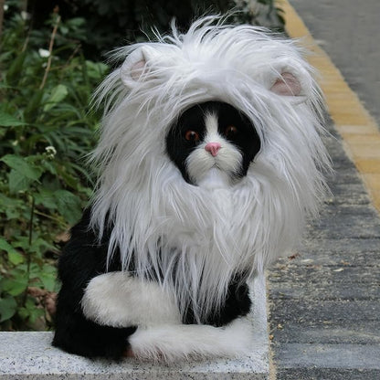 Onmygogo Lion Mane Wig for Cats and Dogs, Funny Pet Cat Costumes for Halloween - Image 4