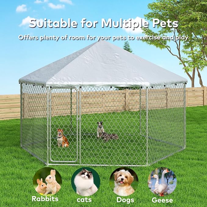 6.8x6.8 FT Outdoor Dog Kennel Outside Heavy Duty Dog Enclosure - Image 8