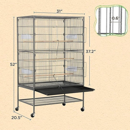 Yaheetech 52-inch Wrought Steel Standing Large Flight King Bird Cage - Image 3