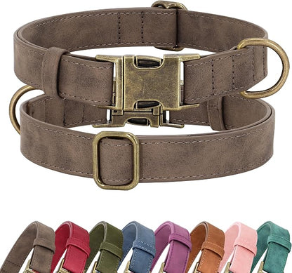 Didog Soft PU Leather Dog Collar, Stylish Quick Released Dog Collars by Didog