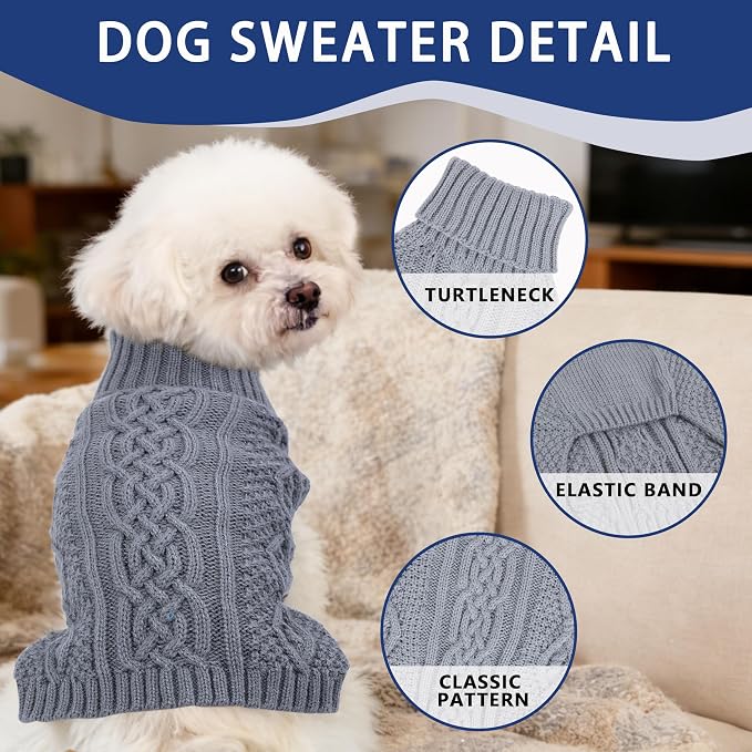 Dog Sweaters for Small Dogs Winter Dog Clothes Turtleneck Knit Puppy Sweater - Image 3
