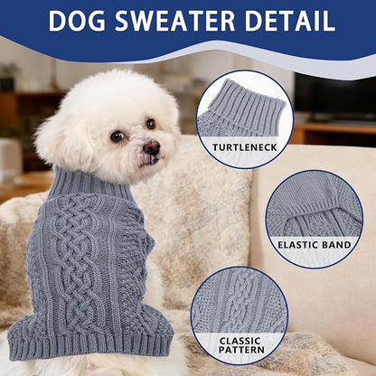 Dog Sweaters for Small Dogs Winter Dog Clothes Turtleneck Knit Puppy Sweater - Image 3