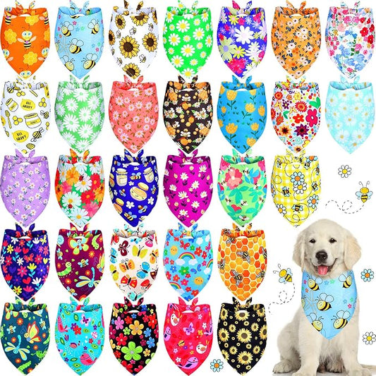 Eccliy 30 Pack Flower Dog Bandanas Bulk Summer Soft Triangle Dog Scarfs by Eccliy
