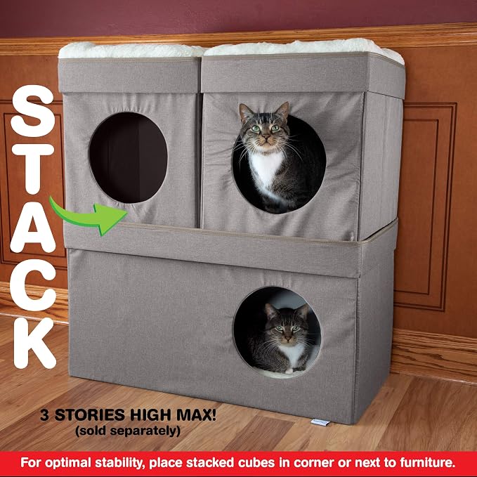 Kitty City Large Stackable Cat Condo & Cube House, Modular Indoor Cat Furniture - Image 12
