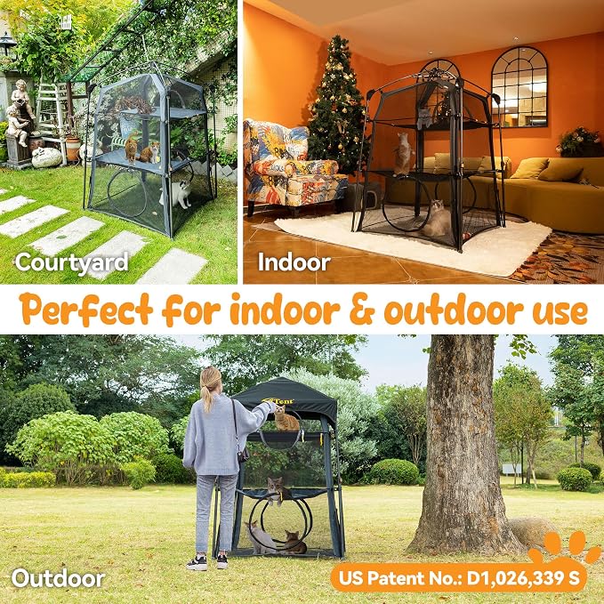 Automatic Pop-Up Cat Enclosure|3-Tier Cat Tent|Cat Cage|Outdoor Catio - Image 2