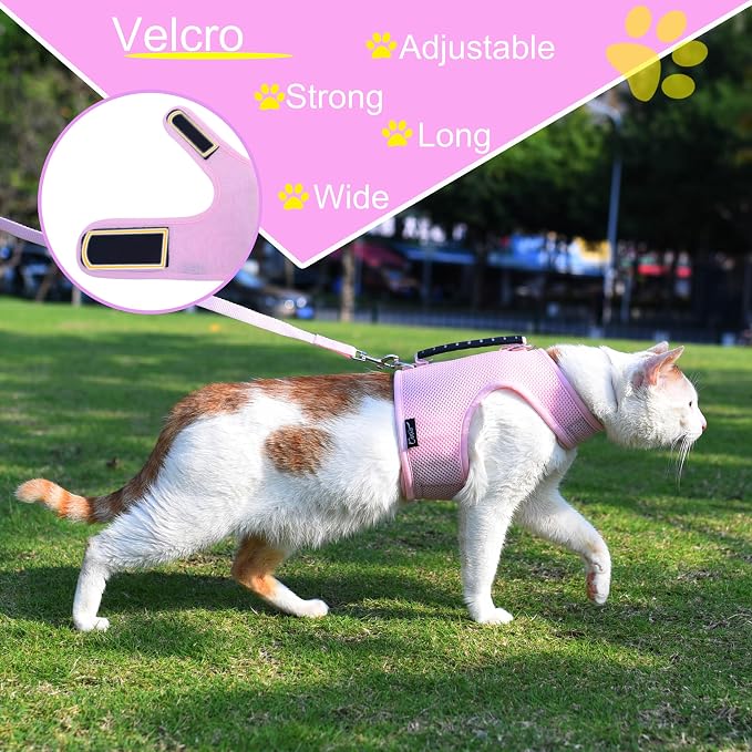 Cat Harness and Leash for Walking Escape Proof Breathable Mesh Fabric, Solid - Image 5