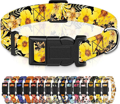 Dog Collar for Boys & Girls, Adjustable Soft Floral Pattern Pet Collar by Seyezo