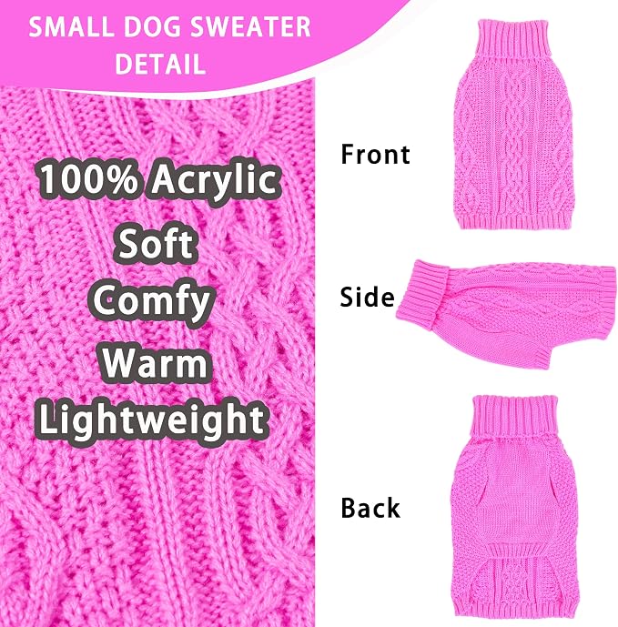 Dog Sweaters Small Dog Clothes Winter Turtleneck Puppy Sweater Warm Pet Cat - Image 4