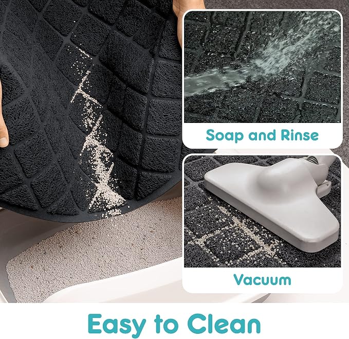 PVC Cat Litter Mat 24" x 15" Inch Black, Less Waste Cat Litter Box Mat - Image 5