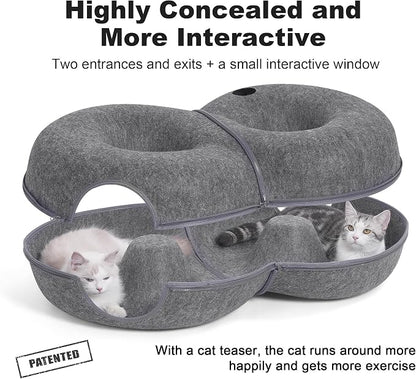 8-Shaped Large Cat Tunnel Bed for Indoor Cats, Infinite Circulation Peekaboo - Image 3