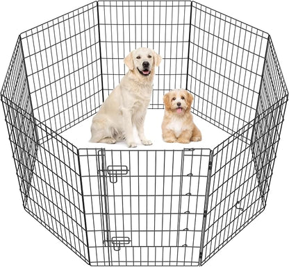 Yaheetech 34" High 8 Panel Foldable Metal Dog Exercise Pen Pet Playpen Dog by Yaheetech