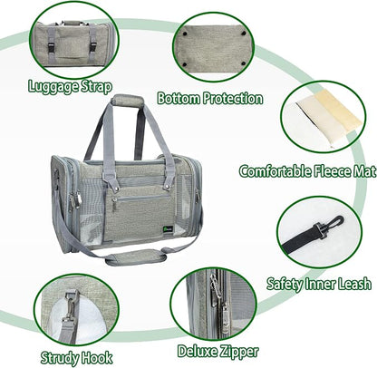 Soft-Sided Pet Carrier for Cats Small Dogs of 15 Lbs Medium Grey - Image 5
