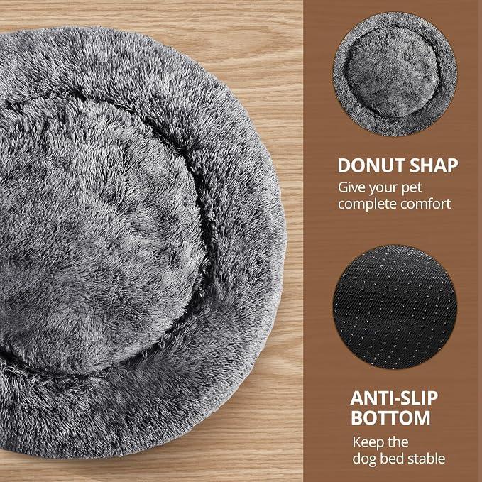 JOLLYVOGUE Calming Dog Bed Medium Size Dog, Anti-Anxiety Donut Medium Pet Bed - Image 3