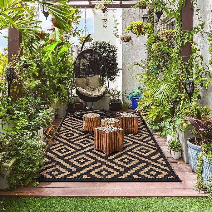 GENIMO Outdoor Rugs 8x10 Waterproof, Reversible Mats, Area Plastic Straw Rug - Image 3