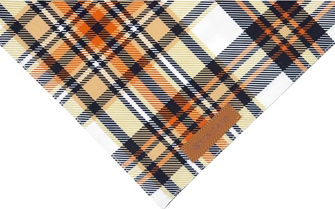 Realeaf Fall Dog Bandanas 2 Pack, Reversible Orange Plaid Holiday Pet Scarf - Image 4