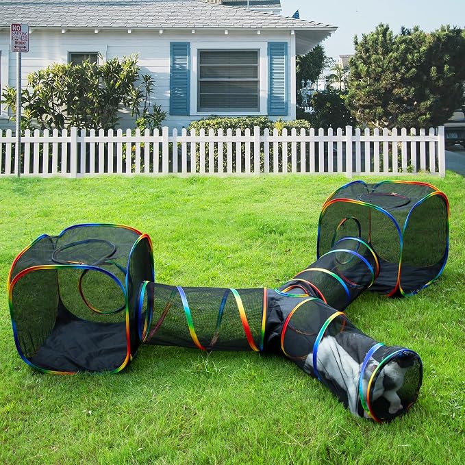 LUCKITTY Outdoor Rainbow Cat Enclosures Playground, Outside House by MAKEPETLUCKY-WelcometoCatTunnelClub