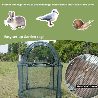 Round 4'x4' Large Plant Mesh Cover 4.9FT Tall Crop Netting Cage Pest Guard Cover - Image 5
