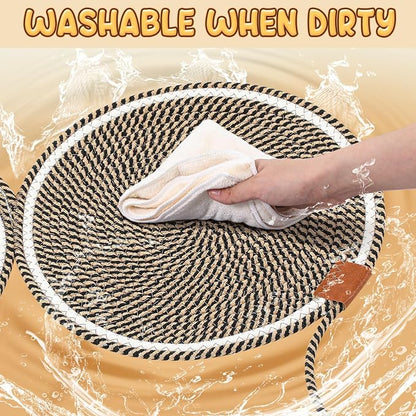 25.6 Inch Large Scratching Mat for Indoor Cats Natural Cotton Rope Flat - Image 5