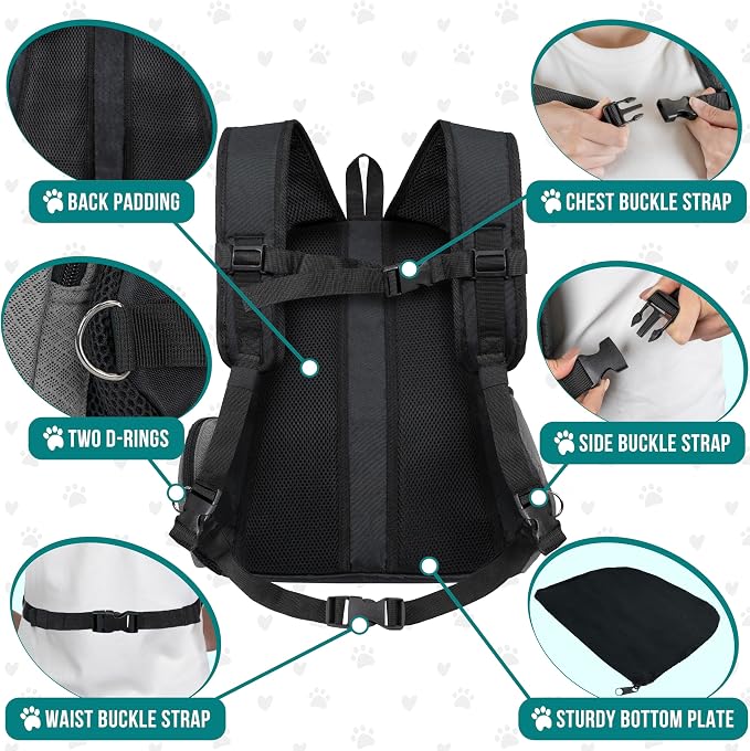 PetAmi Dog Front Carrier Backpack, Ventilated Adjustable Dog Pet Cat Chest - Image 5