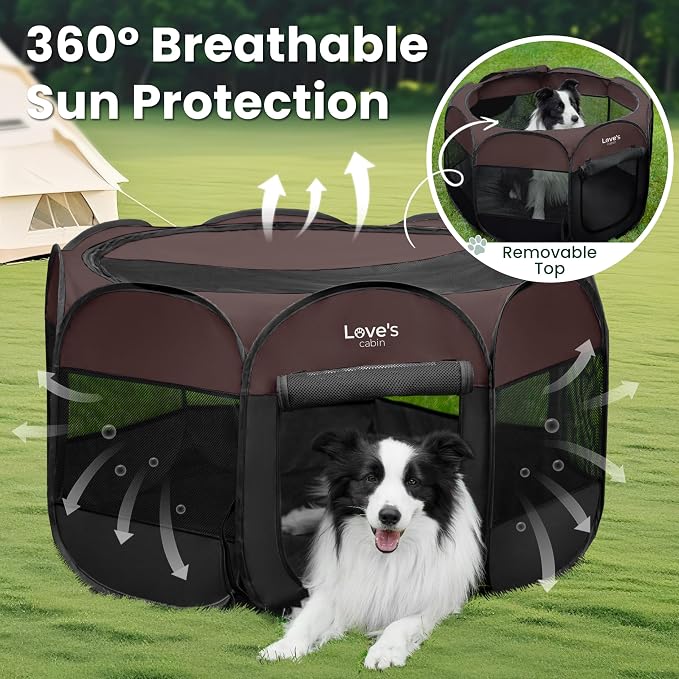 Love's cabin Pet Puppy Dog Playpen, Medium Dog Tent Crates Cage Indoor/Outdoor - Image 9