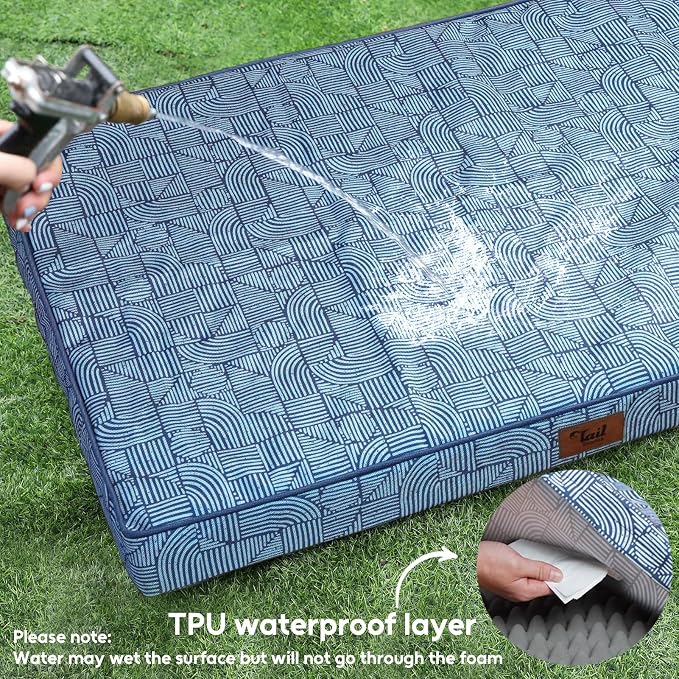 Outdoor Dog Bed for Small Dogs & Cats, Waterproof Dog Crate Mat Orthopedic Egg - Image 2
