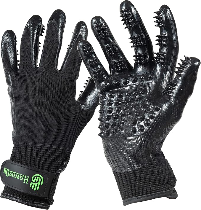 H HANDSON Pet Grooming Gloves by HandsOnPatentedOriginalGroomingBathingGloves